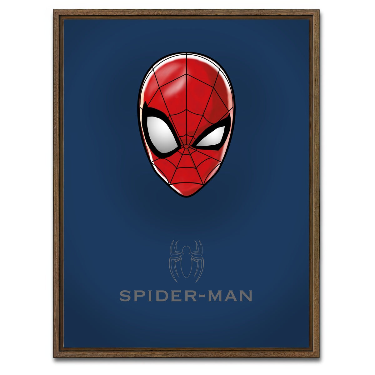 AUTO-MOCKUP WHITE | Spider Man Head | 1 Piece | Walnut Framed Canvas | group=3x4