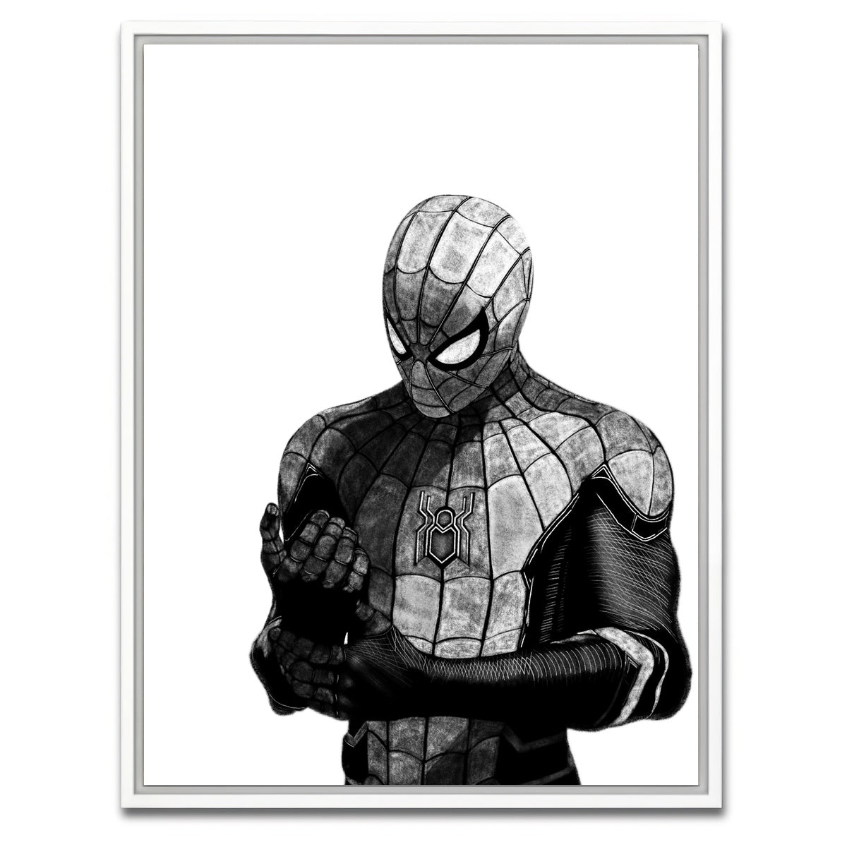 AUTO-MOCKUP WHITE | Spiderman Sketch | 1 Piece | White Framed Canvas | group=3x4