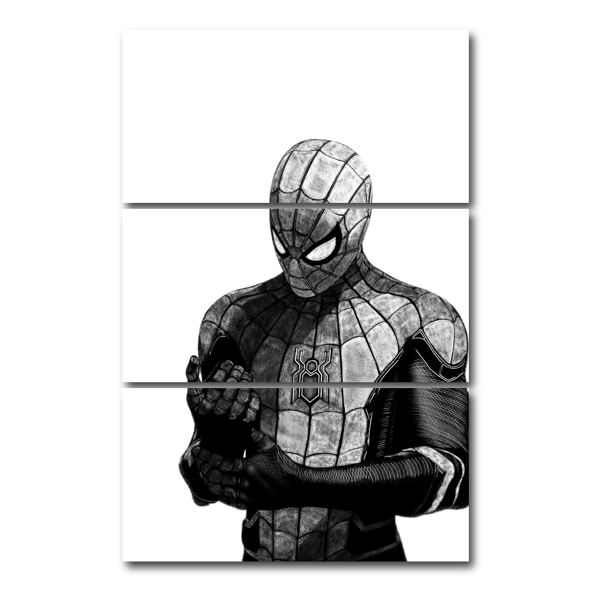 AUTO-MOCKUP WHITE | Spiderman Sketch | 3 Piece | Gallery Wrap Canvas | group=12x24_stacked