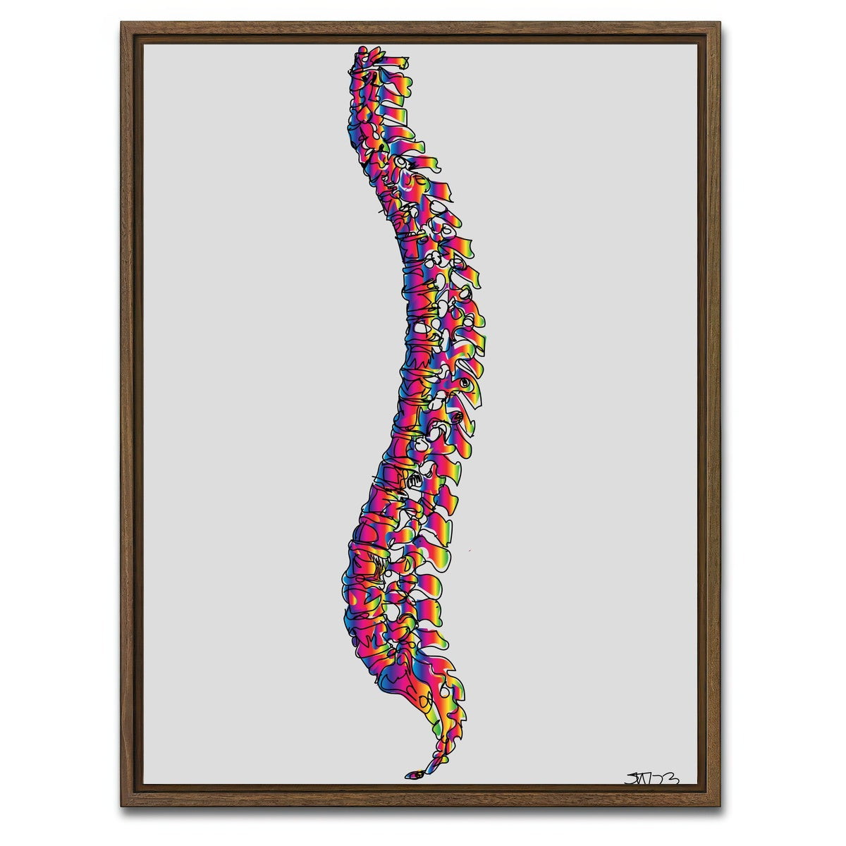 AUTO-MOCKUP WHITE | Spine Drawing | 1 Piece | Walnut Framed Canvas | group=3x4