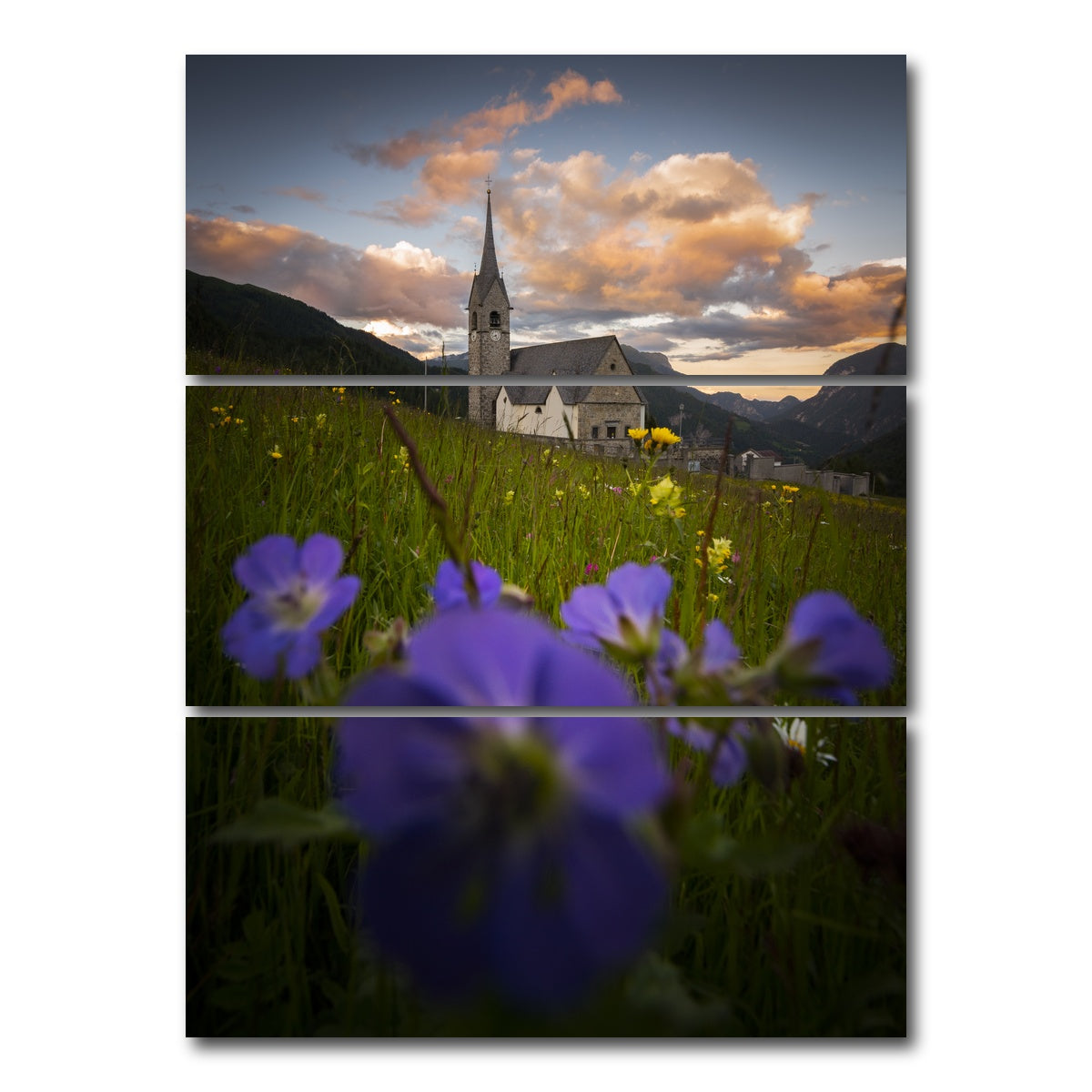AUTO-MOCKUP WHITE | Spire in Sauris di Sopra | 3 Piece | Gallery Wrap Canvas | group=8x18_stacked