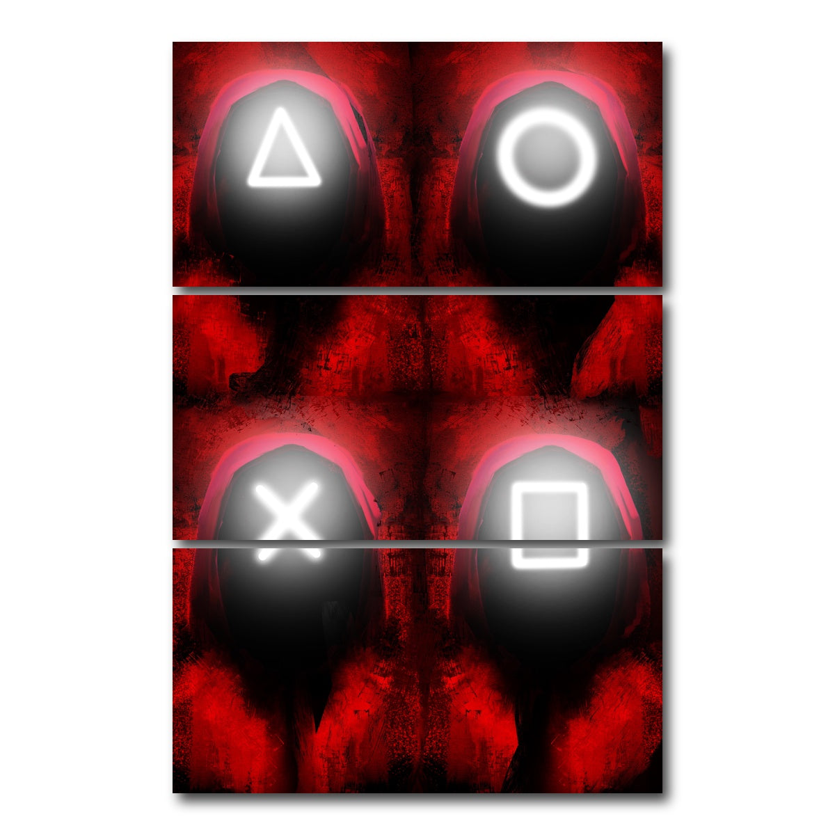 AUTO-MOCKUP WHITE | Squid Game | 3 Piece | Gallery Wrap Canvas | group=12x24_stacked