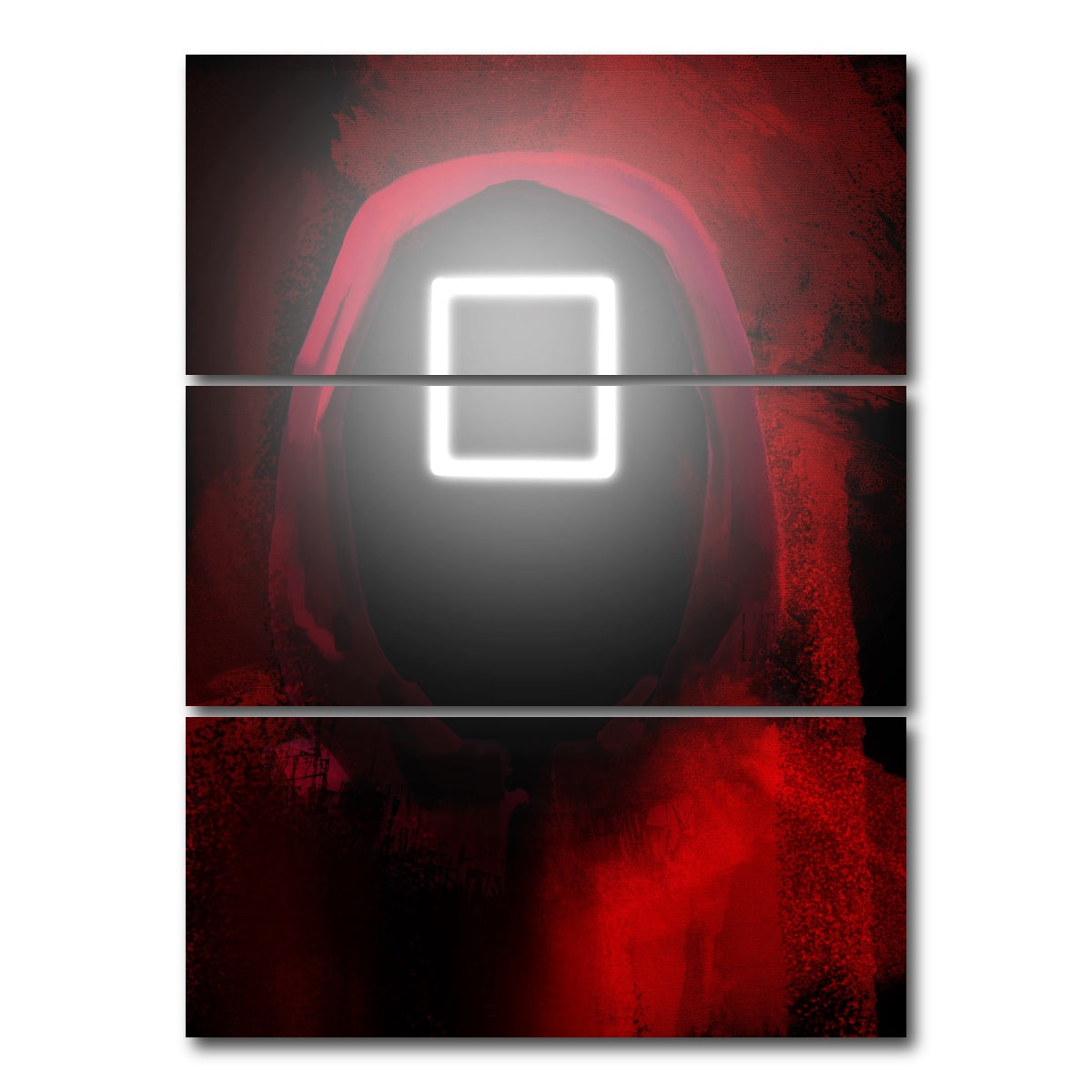 AUTO-MOCKUP WHITE | Squid Game square | 3 Piece | Gallery Wrap Canvas | group=8x18_stacked