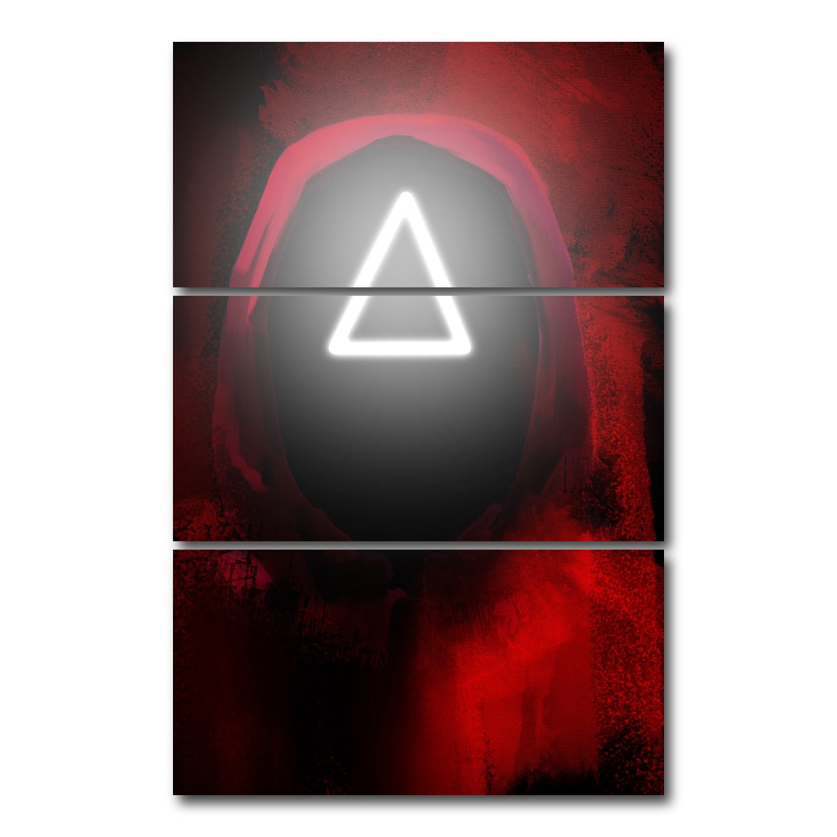AUTO-MOCKUP WHITE | Squid Game triangle | 3 Piece | Gallery Wrap Canvas | group=12x24_stacked