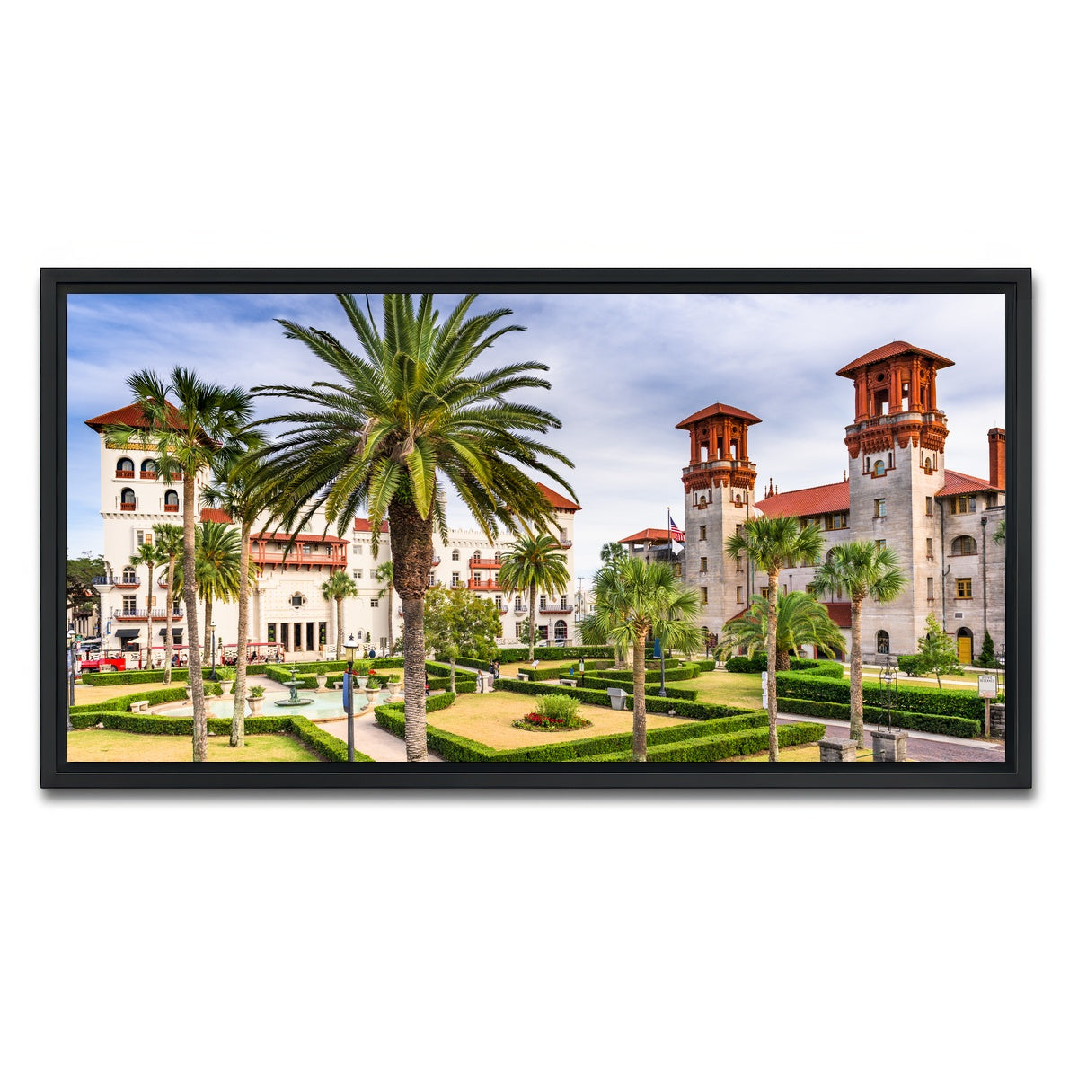 AUTO-MOCKUP WHITE | St. Augustine - Alcazar Courtyard | 1 Piece | Black Framed Canvas | group=2x1