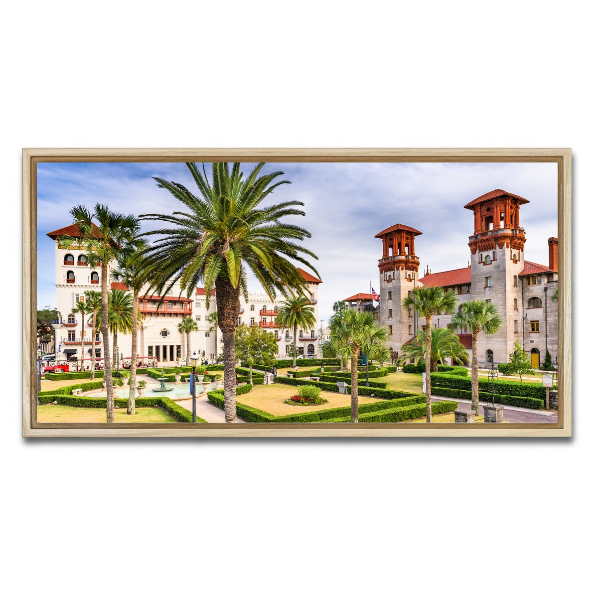 AUTO-MOCKUP WHITE | St. Augustine - Alcazar Courtyard | 1 Piece | Natural Framed Canvas | group=2x1