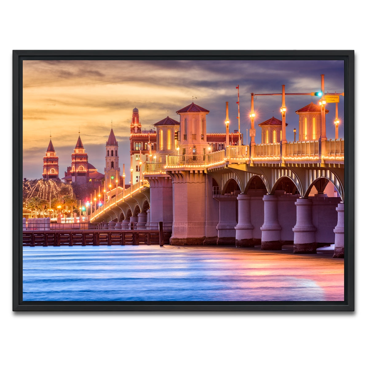 AUTO-MOCKUP WHITE | St. Augustine - Bridge of Lions | 1 Piece | Black Framed Canvas | group=4x3