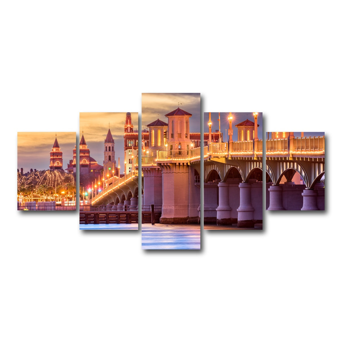 AUTO-MOCKUP WHITE | St. Augustine - Bridge of Lions | 5 Piece | Gallery Wrap Canvas | group=5_short