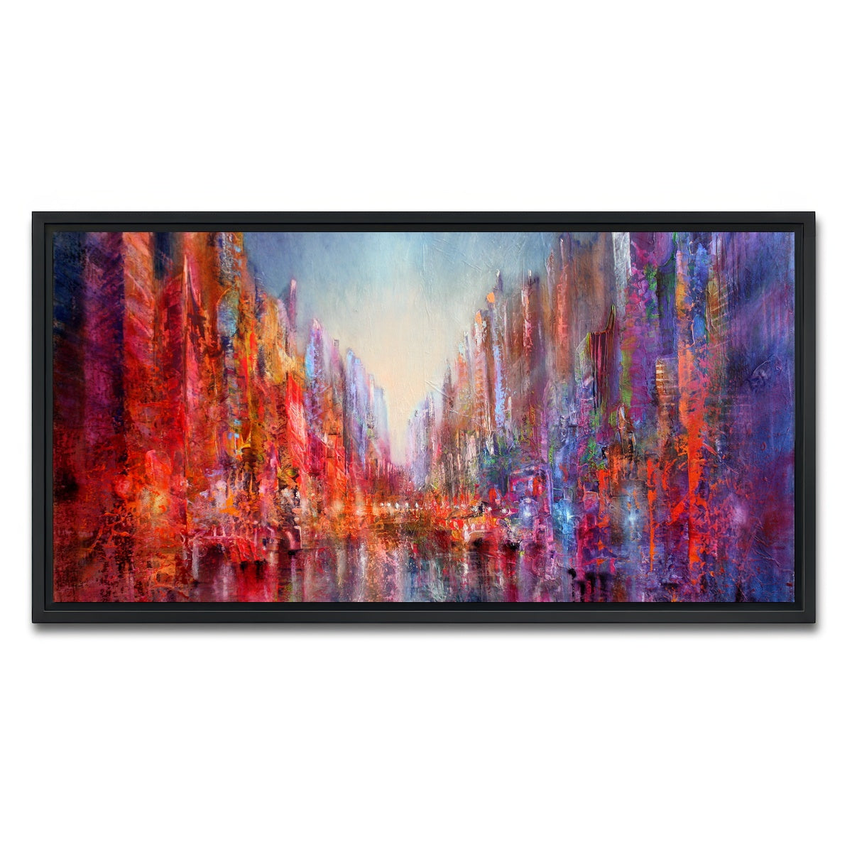 AUTO-MOCKUP WHITE | Stadt am Fluss | 1 Piece | Black Framed Canvas | group=2x1