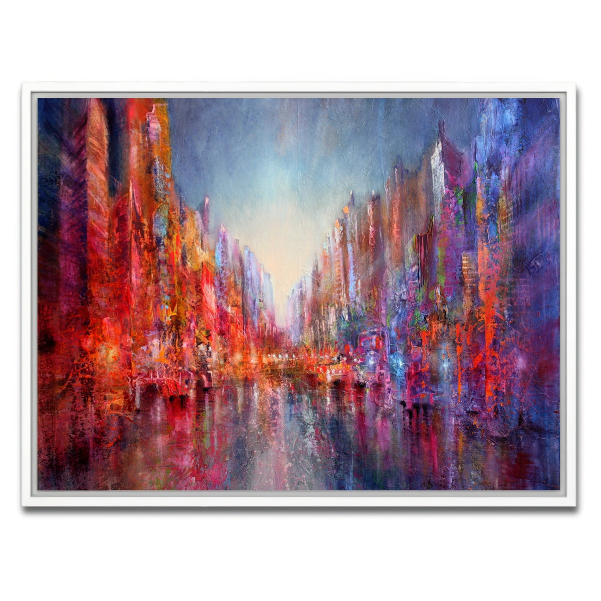 AUTO-MOCKUP WHITE | Stadt am Fluss | 1 Piece | White Framed Canvas | group=4x3