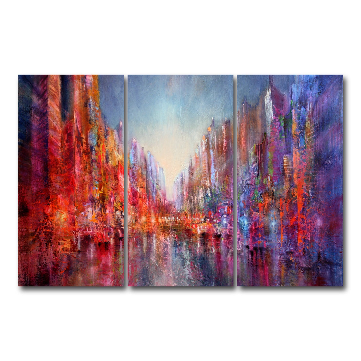 AUTO-MOCKUP WHITE | Stadt am Fluss | 3 Piece | Gallery Wrap Canvas | group=12x24