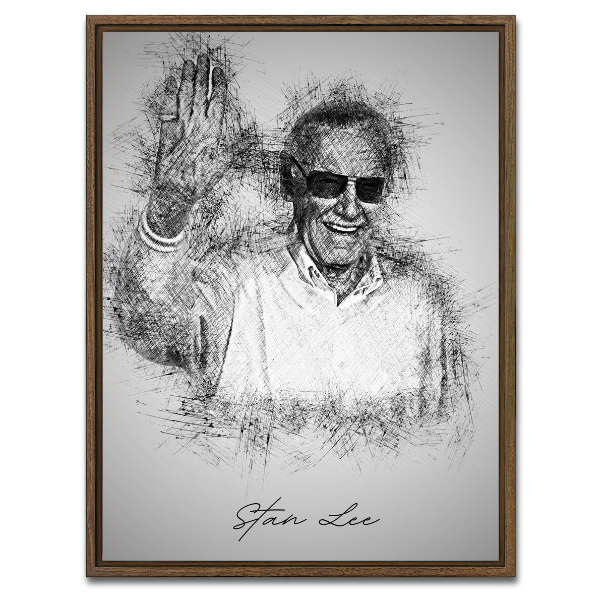 AUTO-MOCKUP WHITE | Stan Lee | 1 Piece | Walnut Framed Canvas | group=3x4