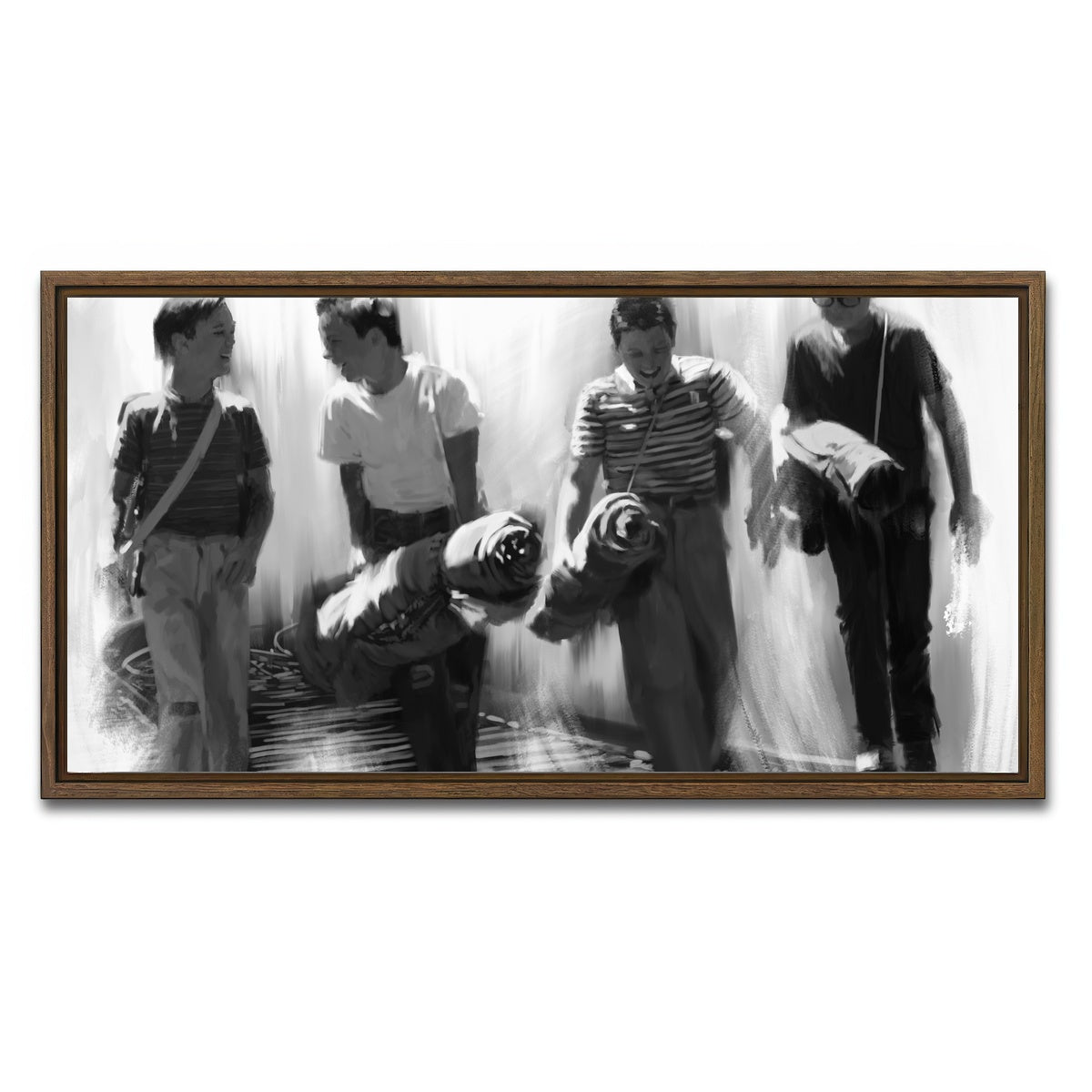 AUTO-MOCKUP WHITE | Stand By Me Grayscale | 1 Piece | Walnut Framed Canvas | group=2x1