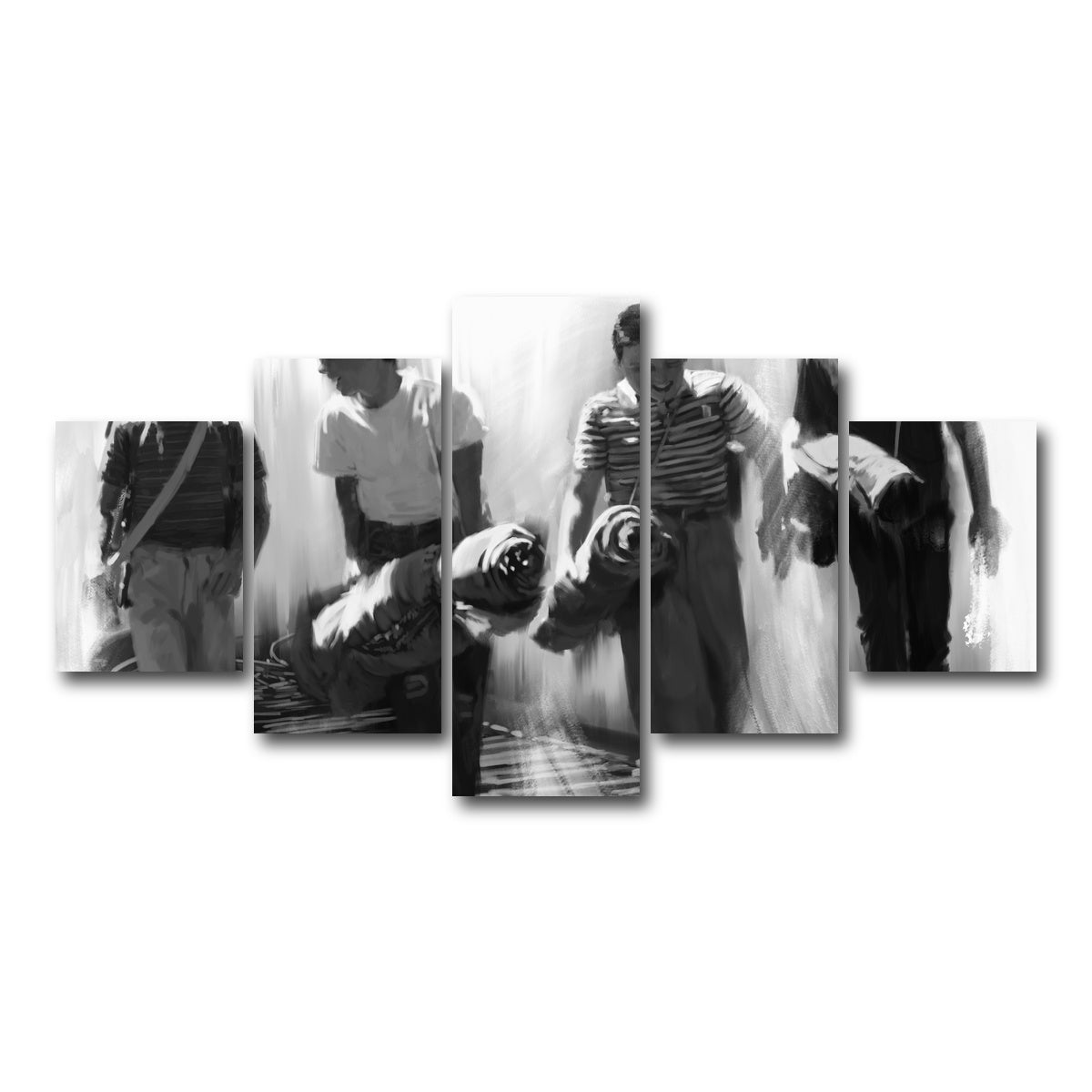 AUTO-MOCKUP WHITE | Stand By Me Grayscale | 5 Piece | Gallery Wrap Canvas | group=5_short