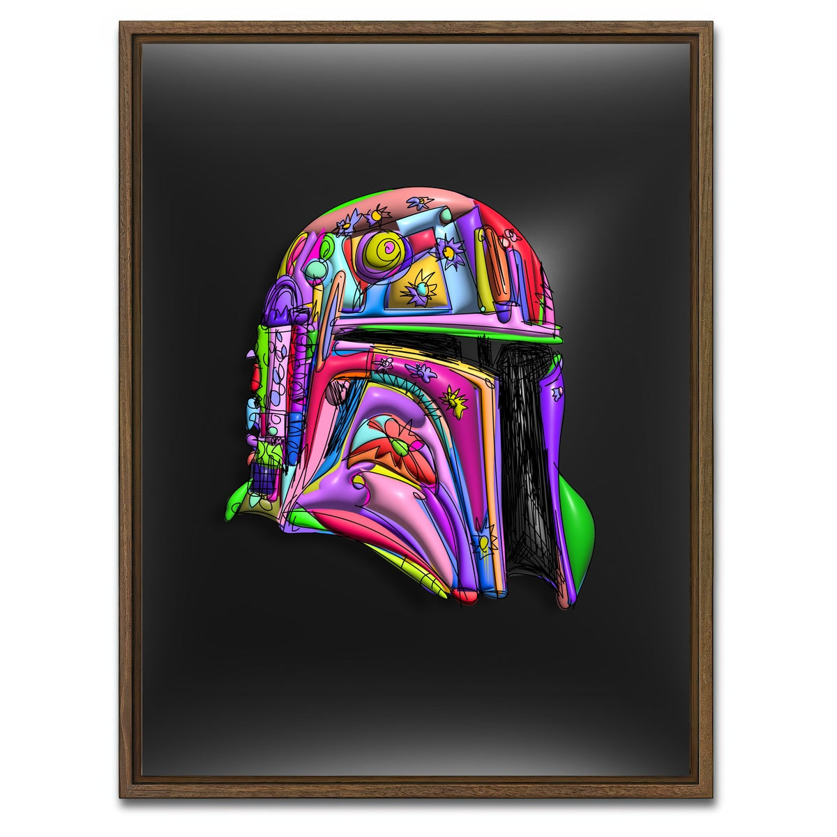 AUTO-MOCKUP WHITE | Star Wars Helmet | 1 Piece | Walnut Framed Canvas | group=3x4