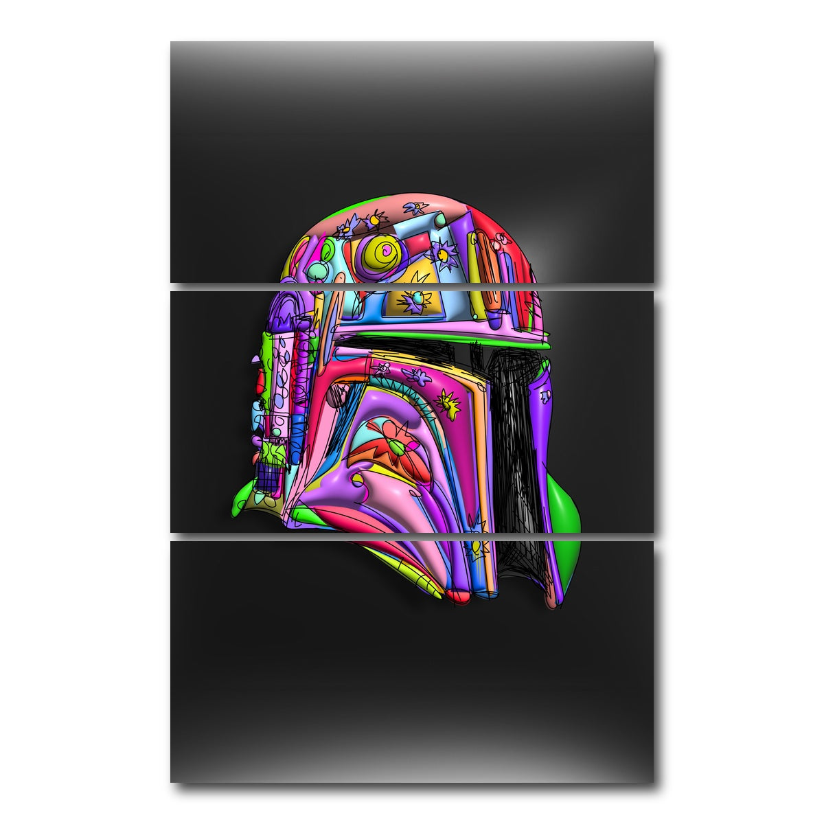 AUTO-MOCKUP WHITE | Star Wars Helmet | 3 Piece | Gallery Wrap Canvas | group=12x24_stacked