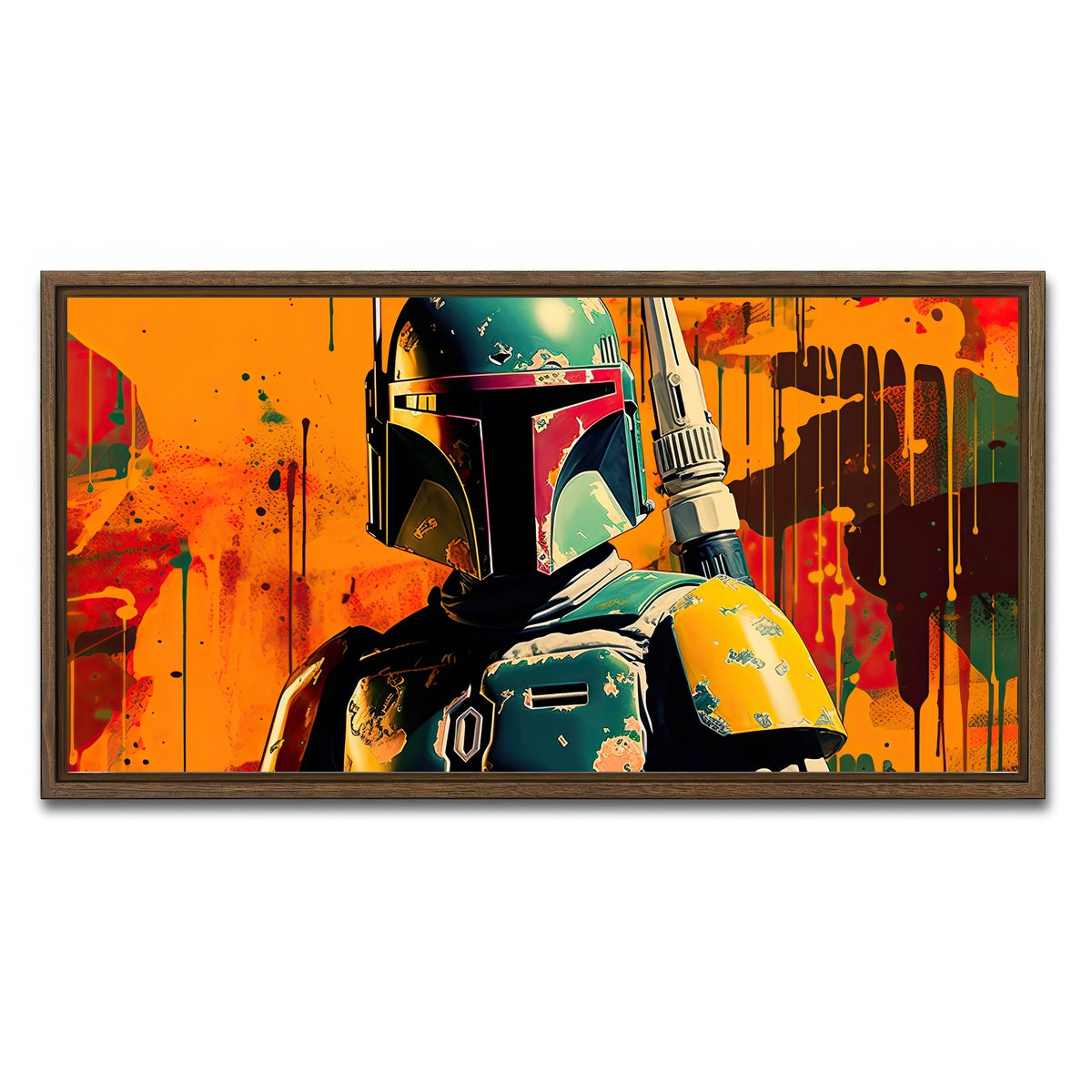 AUTO-MOCKUP WHITE | Star wars Fett | 1 Piece | Walnut Framed Canvas | group=2x1