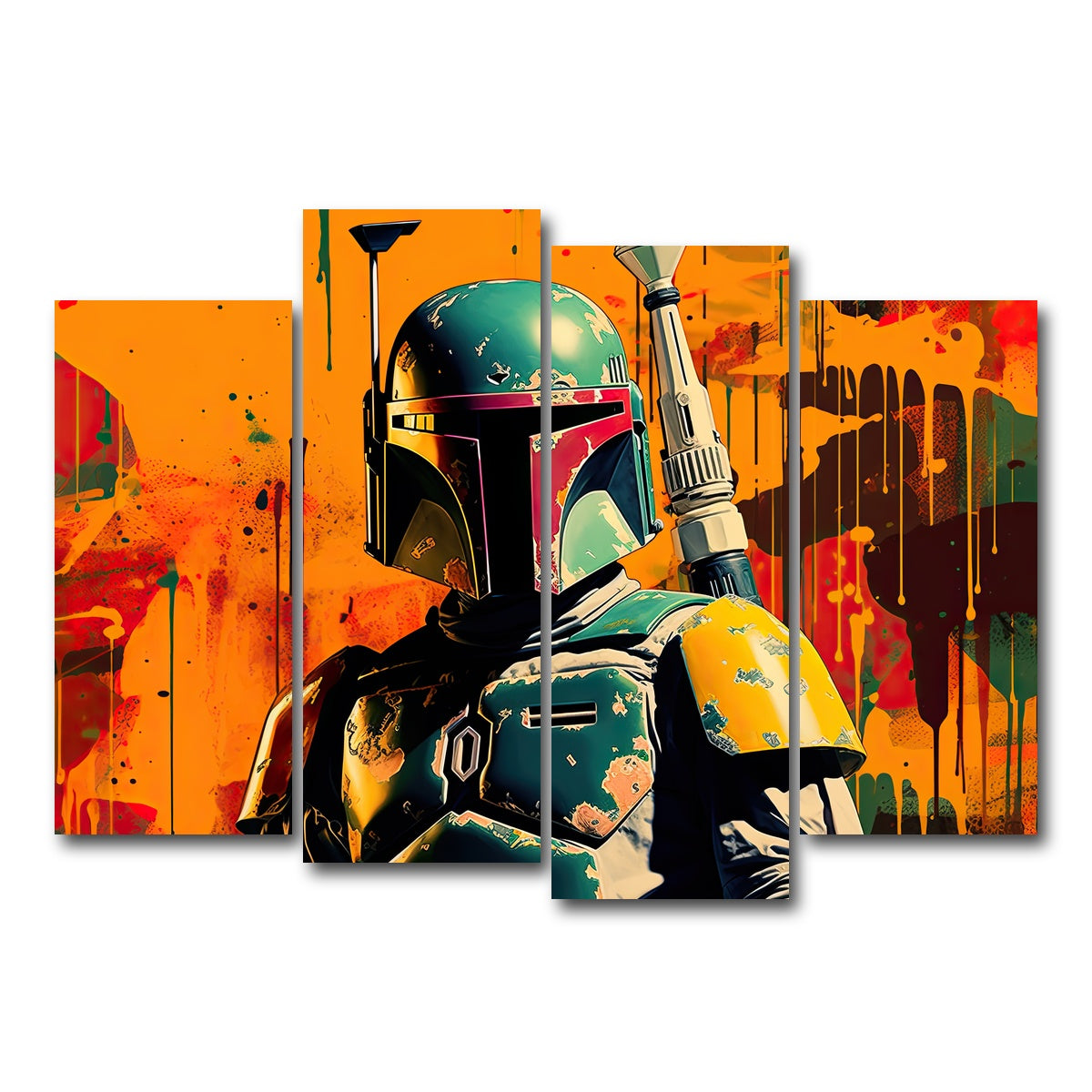 AUTO-MOCKUP WHITE | Star wars Fett | 4 Piece | Gallery Wrap Canvas | group=4_normal