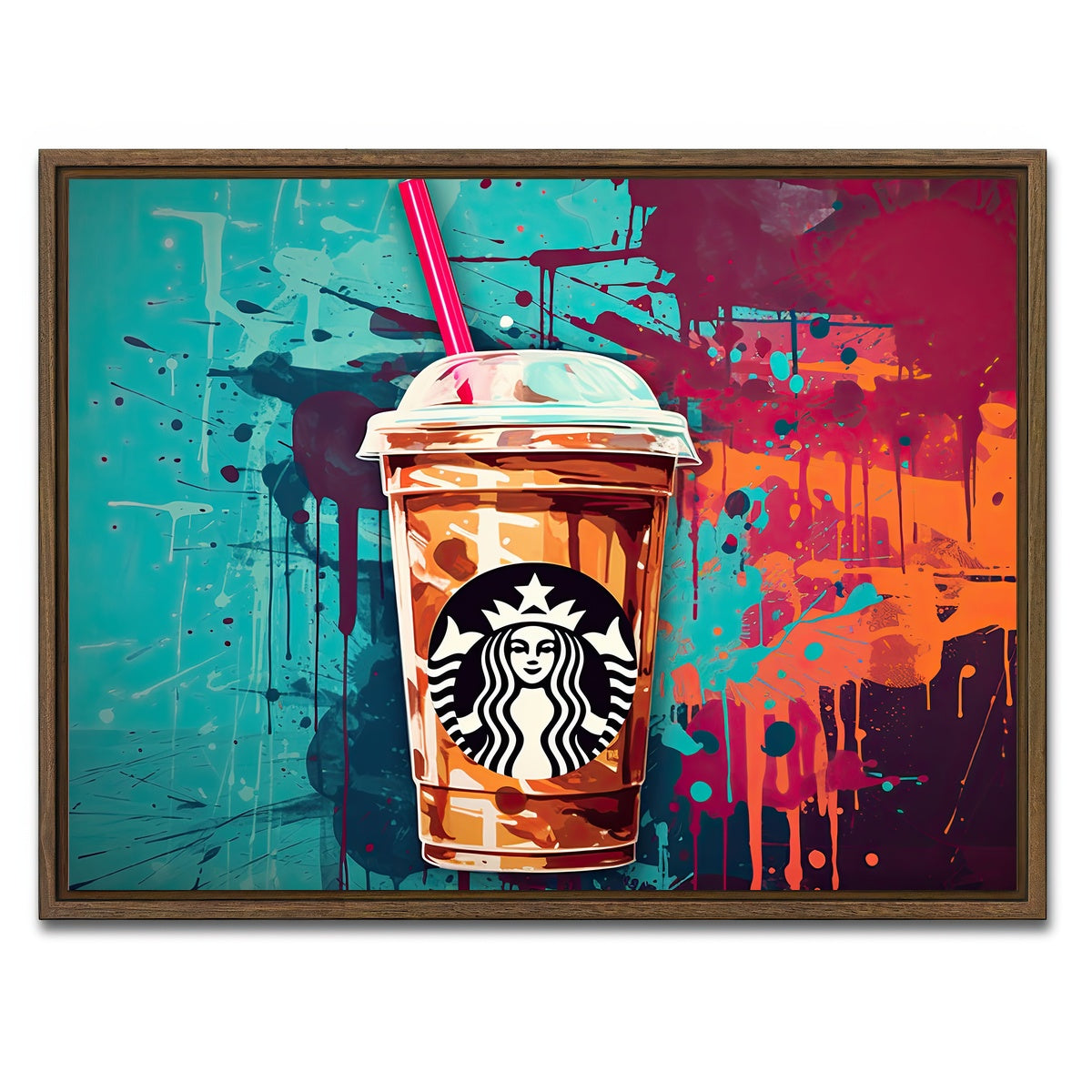 AUTO-MOCKUP WHITE | Starbucks Coffee Warhol | 1 Piece | Walnut Framed Canvas | group=4x3