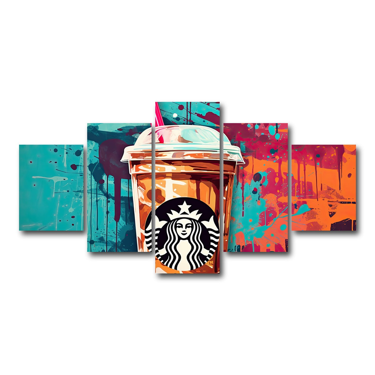 AUTO-MOCKUP WHITE | Starbucks Coffee Warhol | 5 Piece | Gallery Wrap Canvas | group=5_short