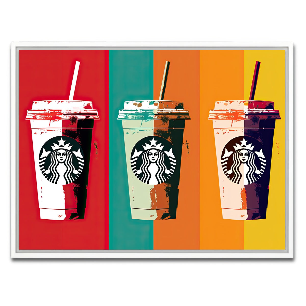 AUTO-MOCKUP WHITE | Starbucks Warhol | 1 Piece | White Framed Canvas | group=4x3