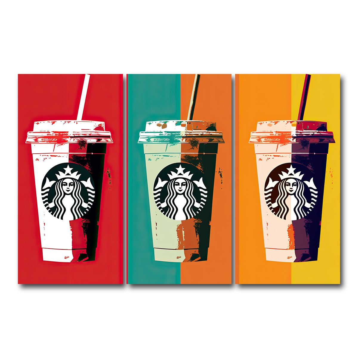AUTO-MOCKUP WHITE | Starbucks Warhol | 3 Piece | Gallery Wrap Canvas | group=12x24