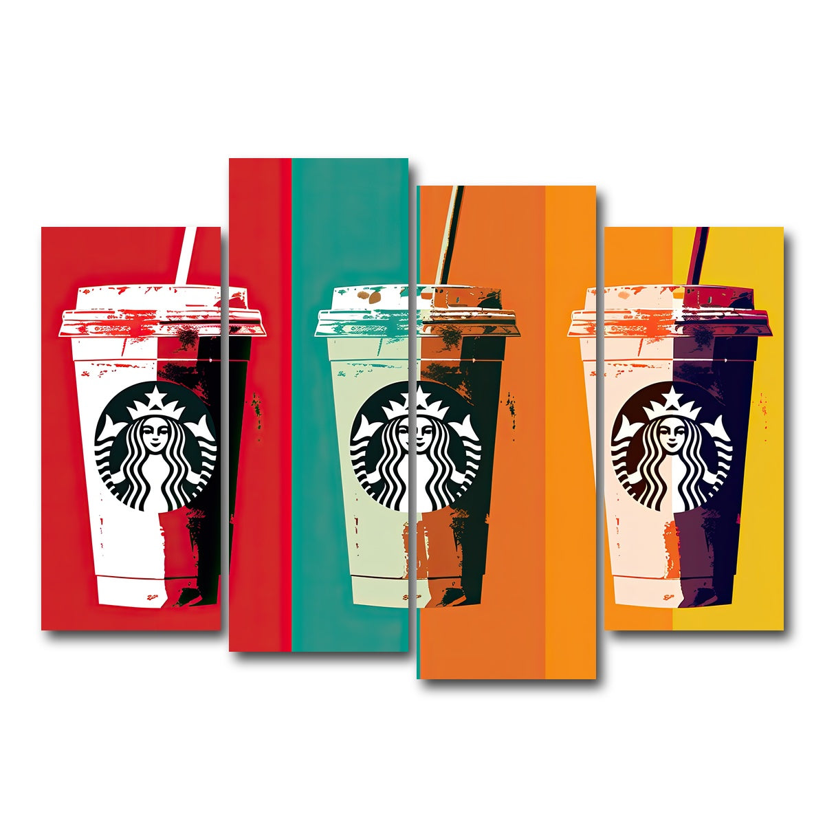 AUTO-MOCKUP WHITE | Starbucks Warhol | 4 Piece | Gallery Wrap Canvas | group=4_normal