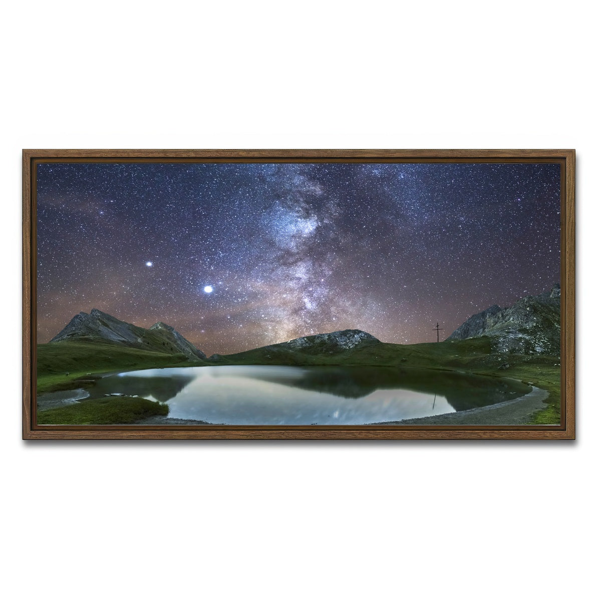 AUTO-MOCKUP WHITE | Starry Lake de France | 1 Piece | Walnut Framed Canvas | group=2x1