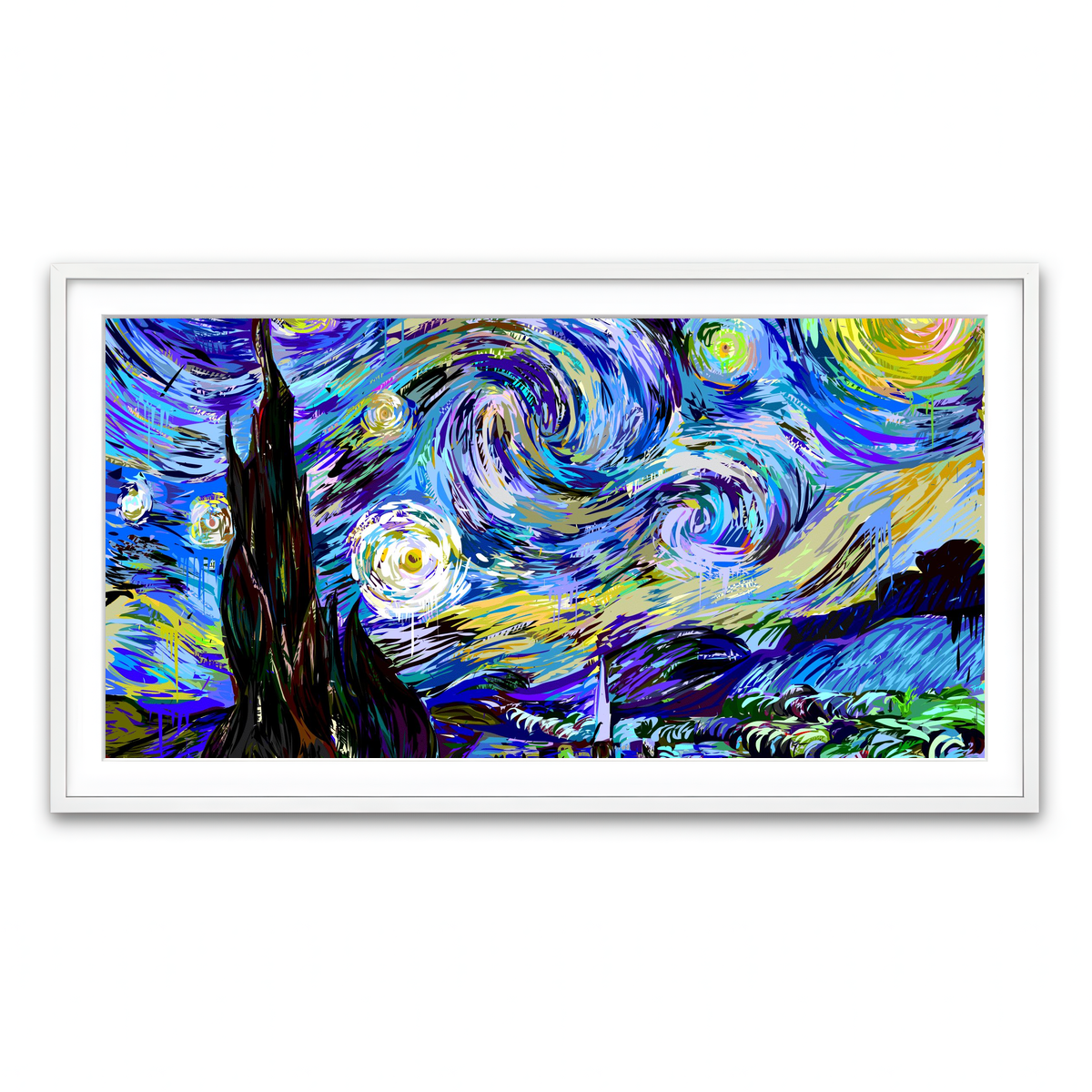 Framed Print 2x1 White