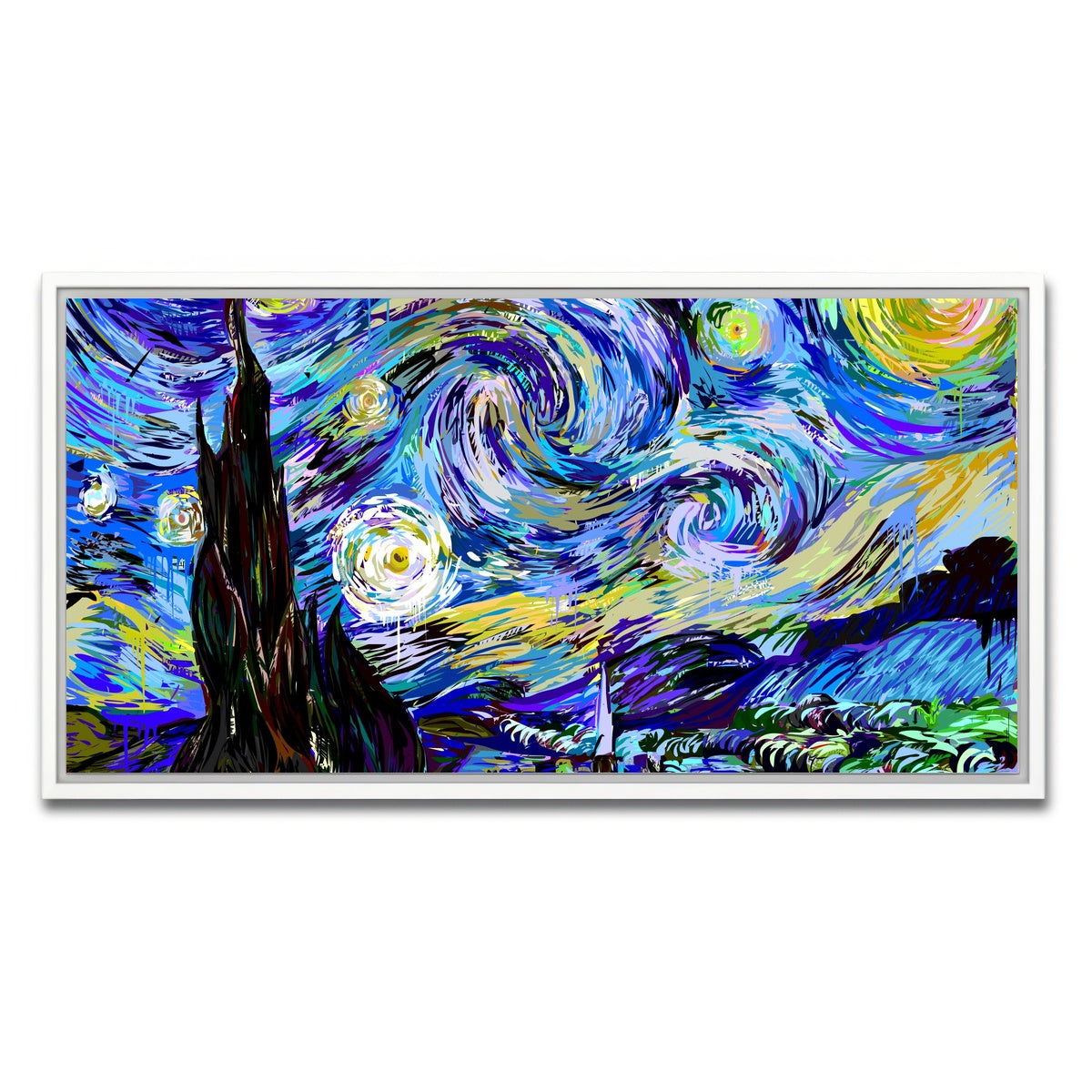 AUTO-MOCKUP WHITE | Starry Night Remix | 1 Piece | White Framed Canvas | group=2x1