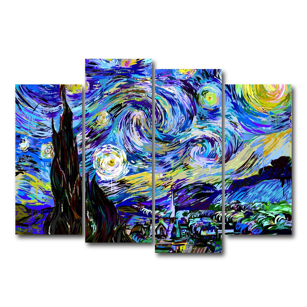 AUTO-MOCKUP WHITE | Starry Night Remix | 4 Piece | Gallery Wrap Canvas | group=4_normal