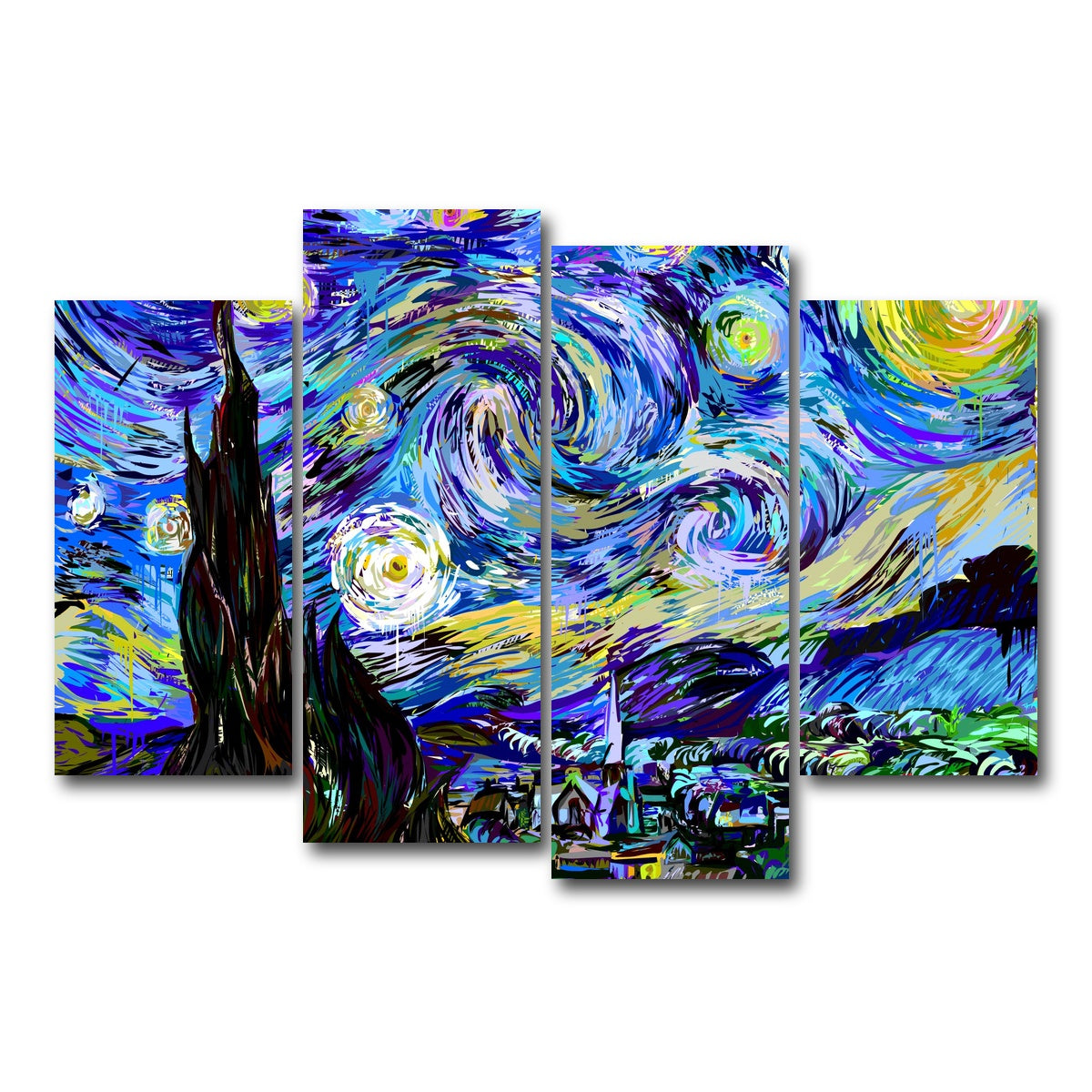 AUTO-MOCKUP WHITE | Starry Night Remix | 4 Piece | Gallery Wrap Canvas | group=4_short