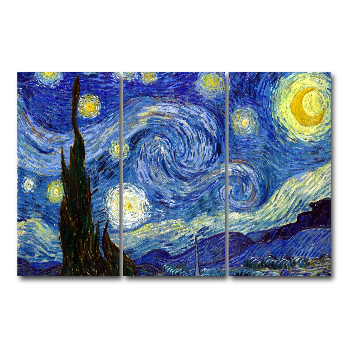 AUTO-MOCKUP WHITE | Starry Night | 3 Piece | Gallery Wrap Canvas | group=12x24