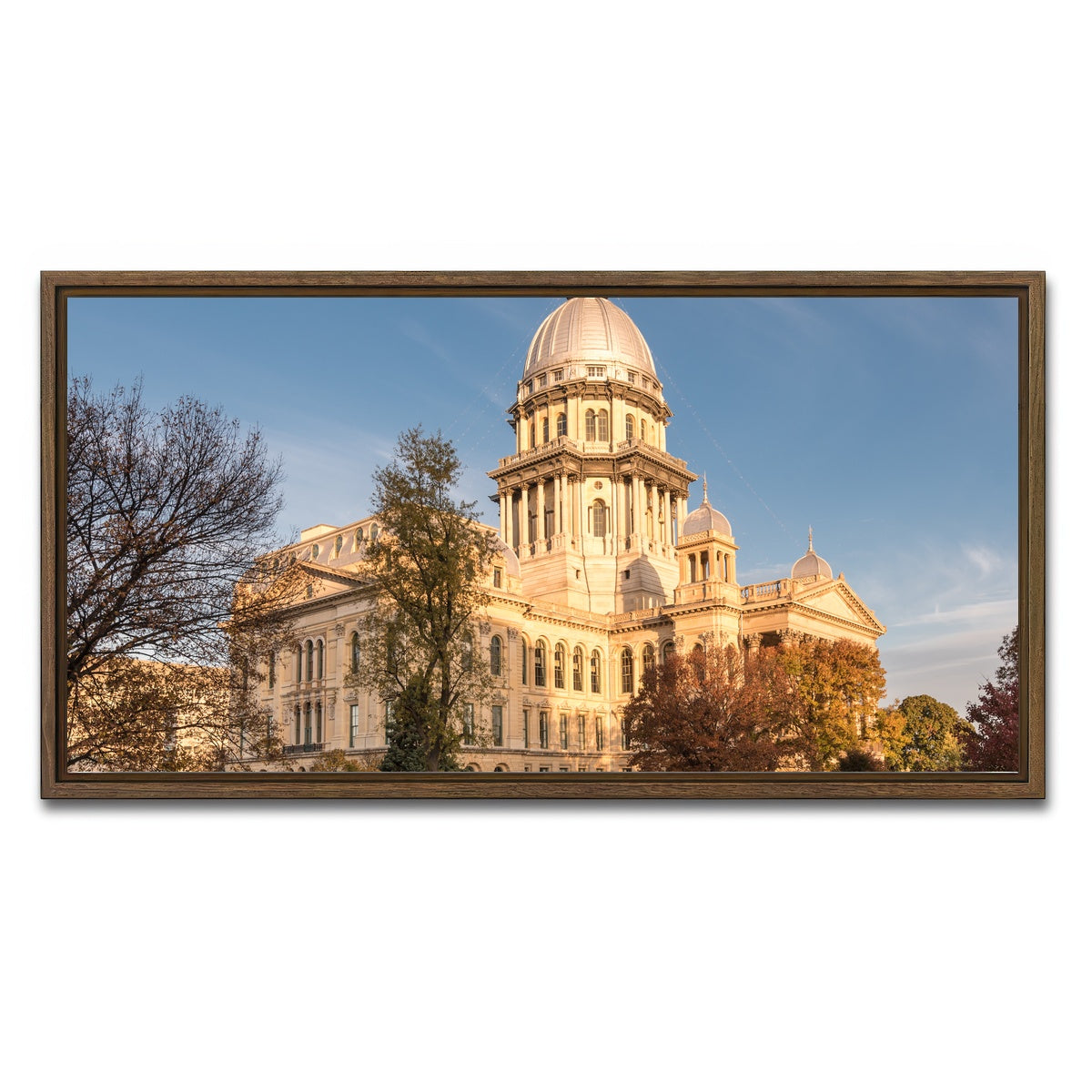 AUTO-MOCKUP WHITE | State Capitol in Springfield | 1 Piece | Walnut Framed Canvas | group=2x1