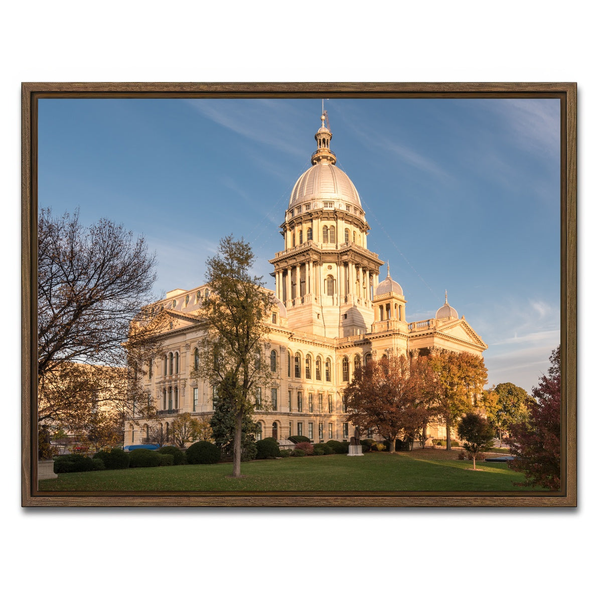 AUTO-MOCKUP WHITE | State Capitol in Springfield | 1 Piece | Walnut Framed Canvas | group=4x3
