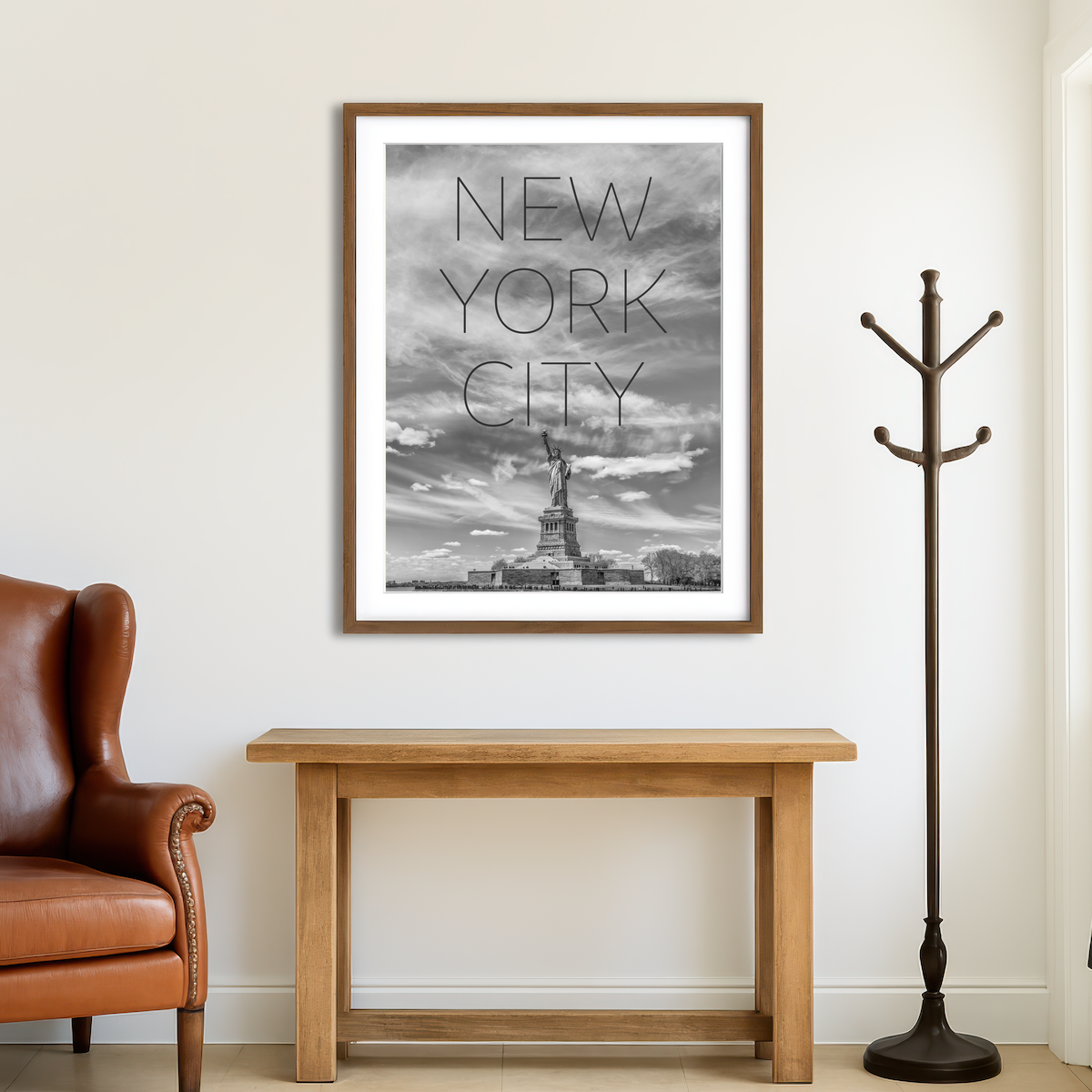 AUTO-MOCKUP ROOM | Statue of Liberty NYC Text Wall Art