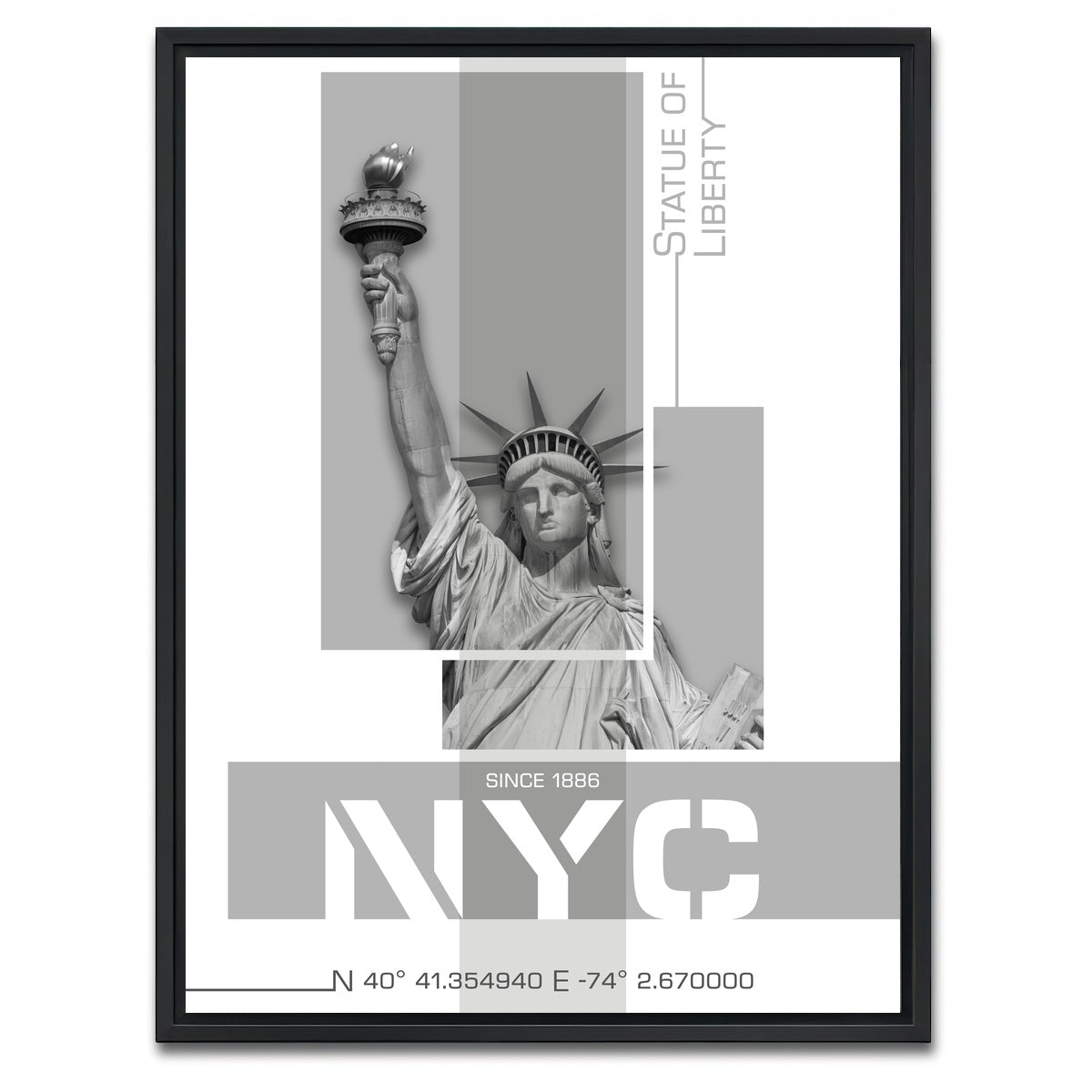 AUTO-MOCKUP WHITE | Statue of Liberty Poster Art | 1 Piece | Black Framed Canvas | group=3x4