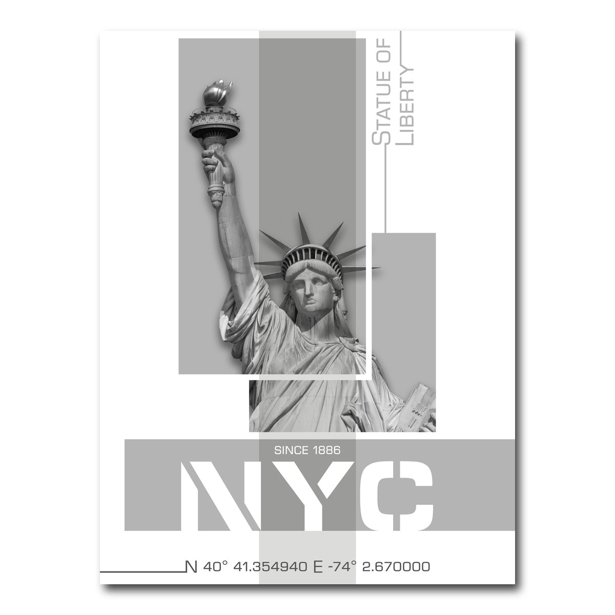 AUTO-MOCKUP WHITE | Statue of Liberty Poster Art | 1 Piece | Gallery Wrap Canvas | group=3x4
