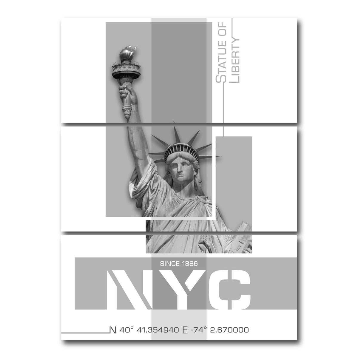 AUTO-MOCKUP WHITE | Statue of Liberty Poster Art | 3 Piece | Gallery Wrap Canvas | group=8x18_stacked