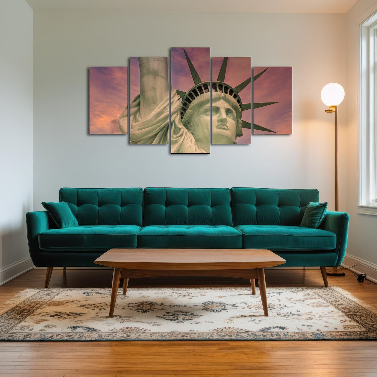 AUTO-MOCKUP ROOM | Statue of Liberty at sunset