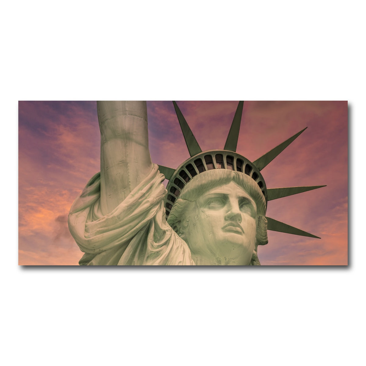 AUTO-MOCKUP WHITE | Statue of Liberty at sunset | 1 Piece | Gallery Wrap Canvas | group=2x1