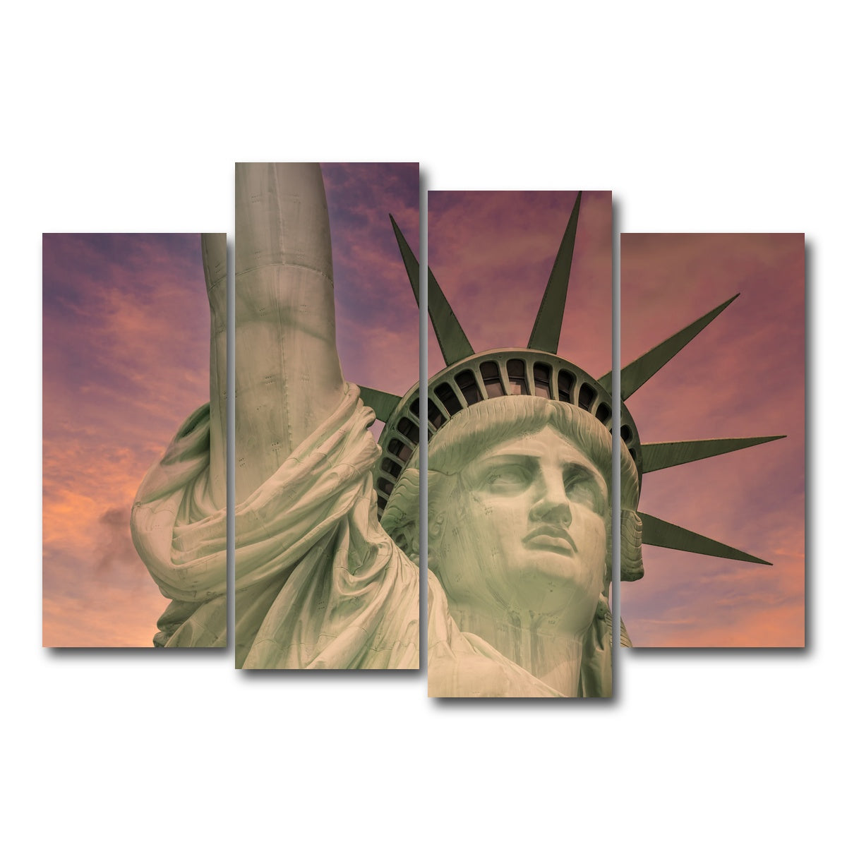 AUTO-MOCKUP WHITE | Statue of Liberty at sunset | 4 Piece | Gallery Wrap Canvas | group=4_normal