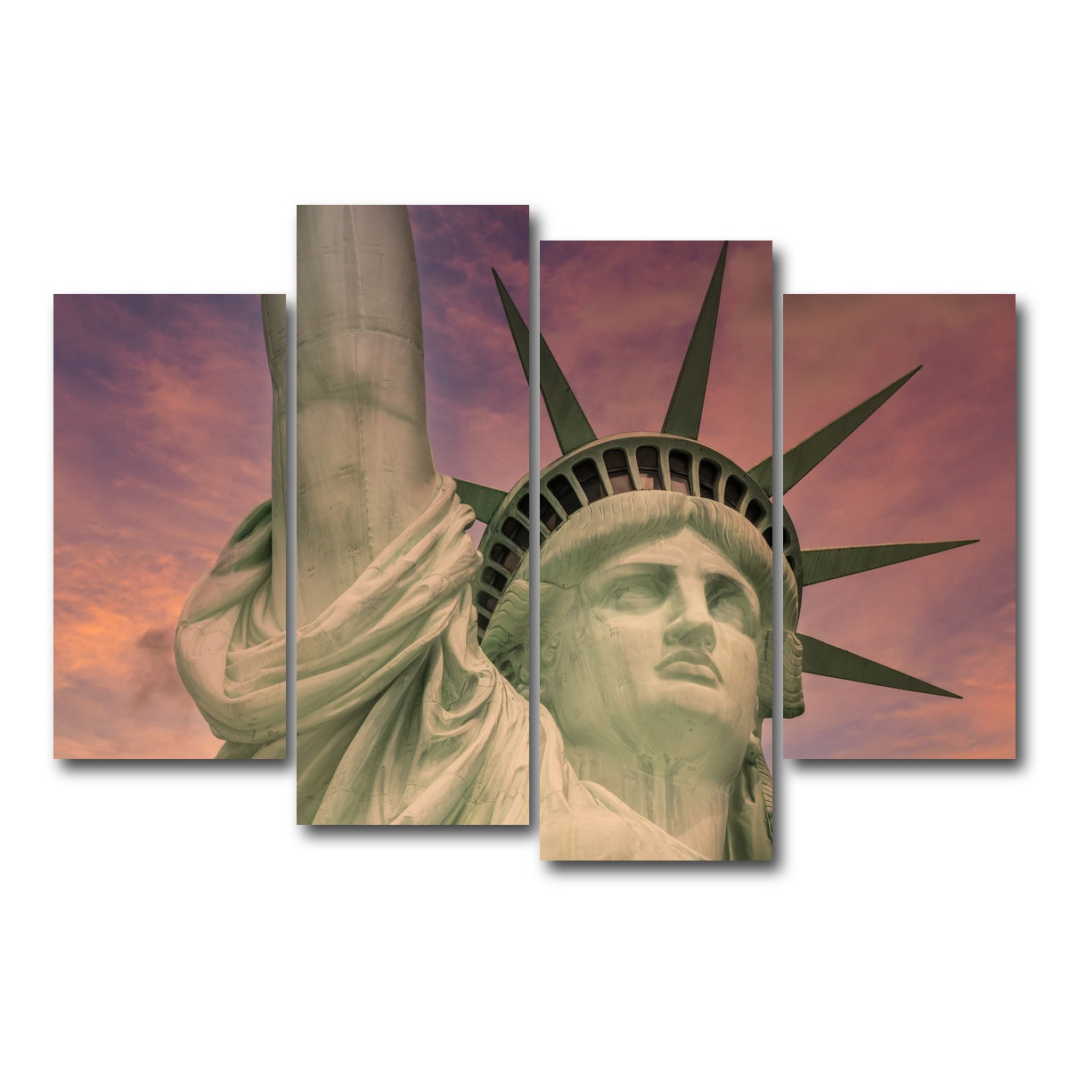 AUTO-MOCKUP WHITE | Statue of Liberty at sunset | 4 Piece | Gallery Wrap Canvas | group=4_short