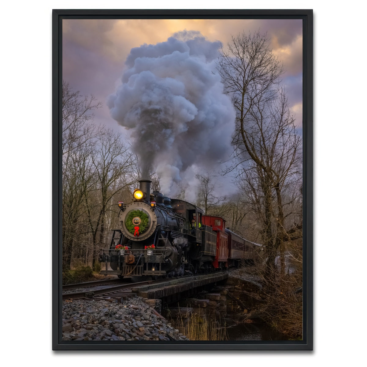 AUTO-MOCKUP WHITE | Steam Engine 40 | 1 Piece | Black Framed Canvas | group=3x4