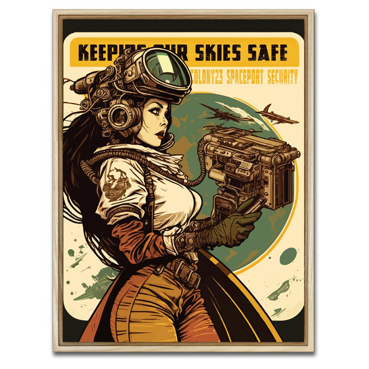 AUTO-MOCKUP WHITE | Steampunk - Keeping Our Skies Safe | 1 Piece | Natural Framed Canvas | group=3x4