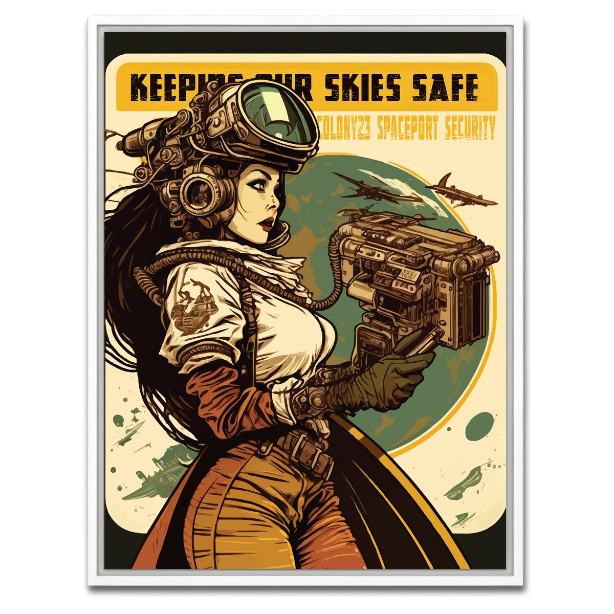 AUTO-MOCKUP WHITE | Steampunk - Keeping Our Skies Safe | 1 Piece | White Framed Canvas | group=3x4