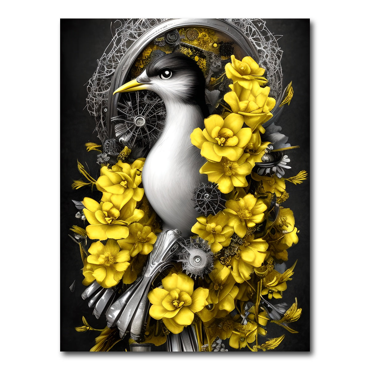 AUTO-MOCKUP WHITE | Steampunk Fantasy Bird | 1 Piece | Gallery Wrap Canvas | group=3x4