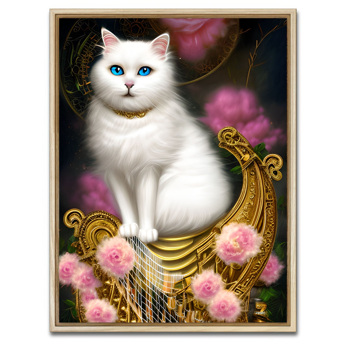AUTO-MOCKUP WHITE | Steampunk Fantasy Cat | 1 Piece | Natural Framed Canvas | group=3x4