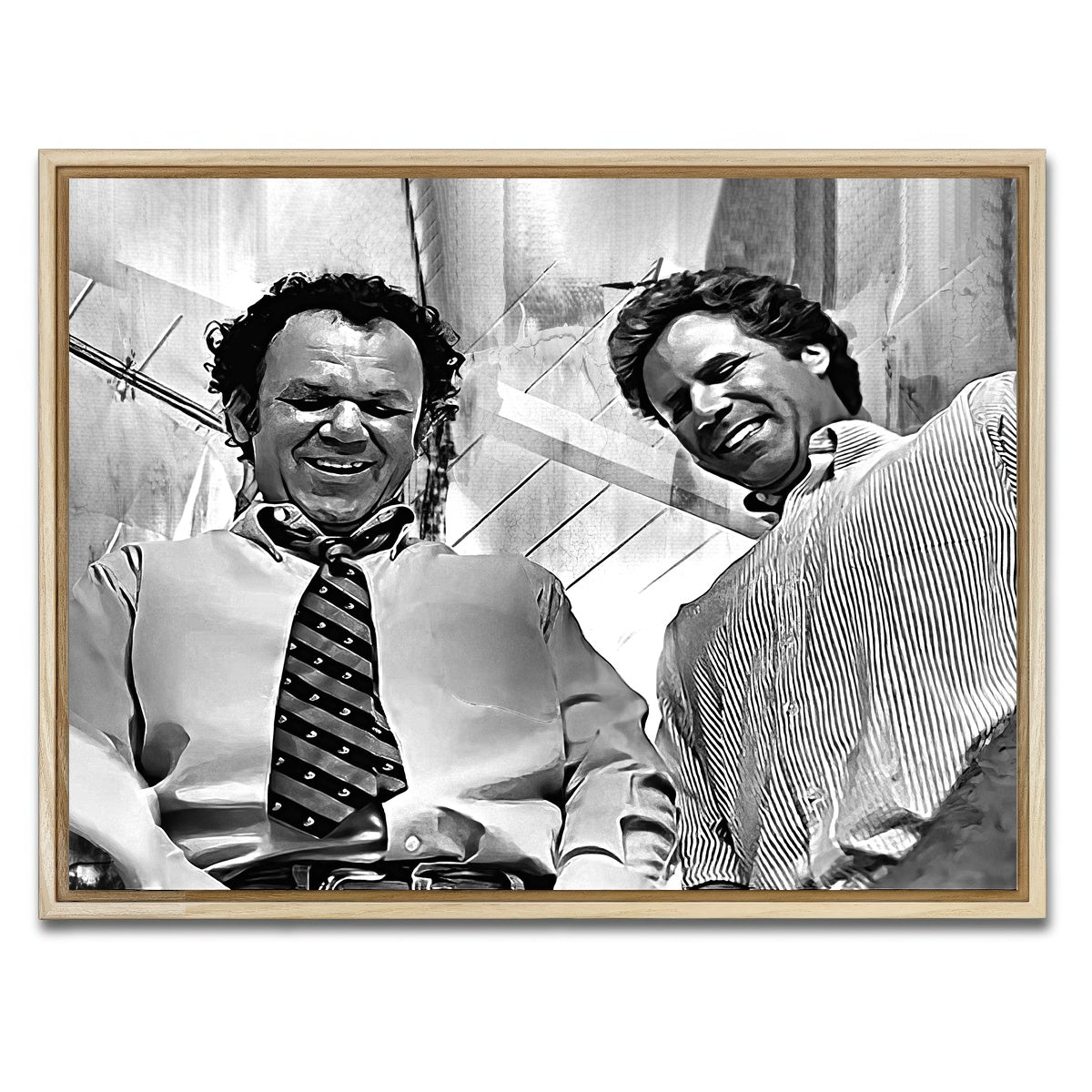 AUTO-MOCKUP WHITE | Step Brothers - Crossing Streams Grayscale | 1 Piece | Natural Framed Canvas | group=4x3