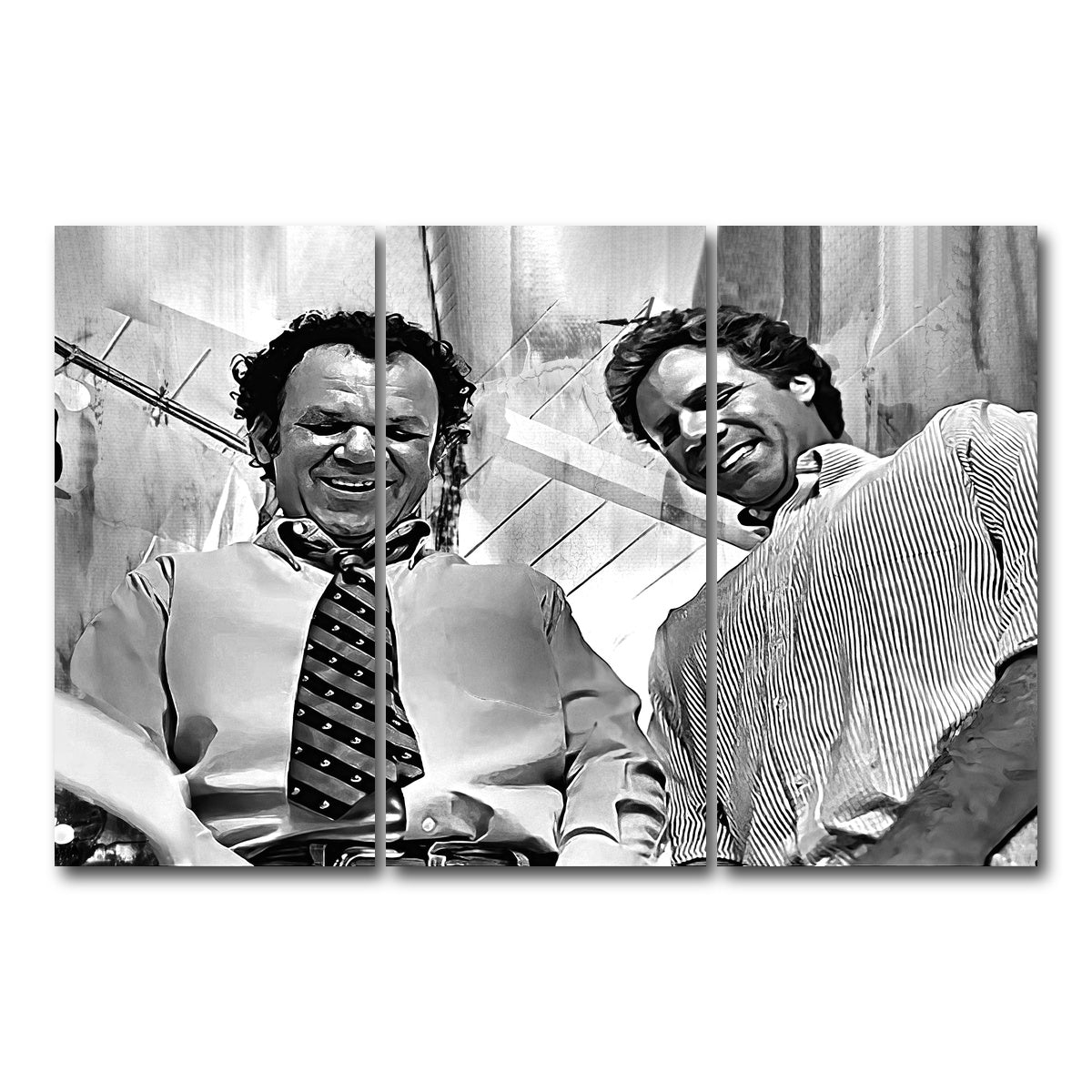 AUTO-MOCKUP WHITE | Step Brothers - Crossing Streams Grayscale | 3 Piece | Gallery Wrap Canvas | group=12x24